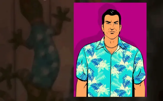 放大33秒画面!GTA6蜥蜴挂画暗藏汤米标志性花衬衫彩蛋