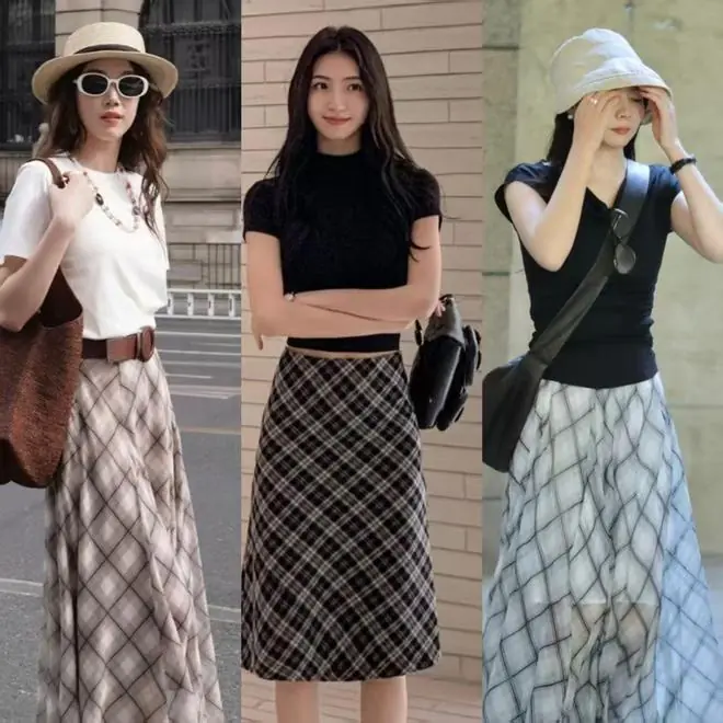 女人不管多大年纪,都可以准备一条格纹裙,大方优雅又复古