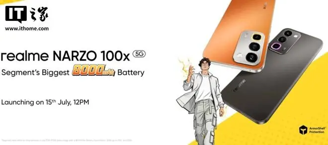 realme Narzo 100x手机规格曝光:8000mAh电池、天玑6300