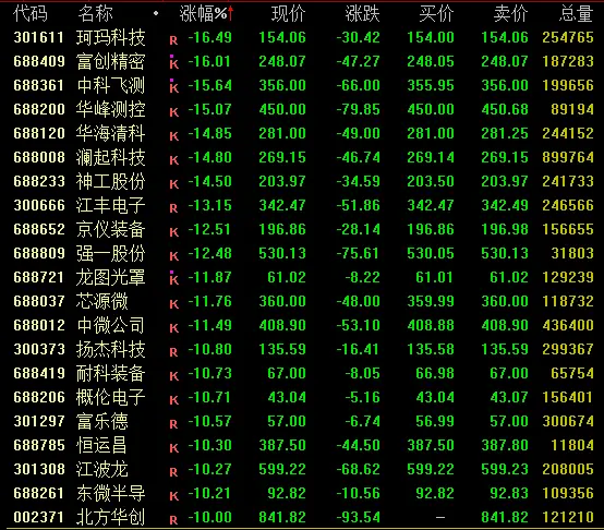 002371、603986跌停