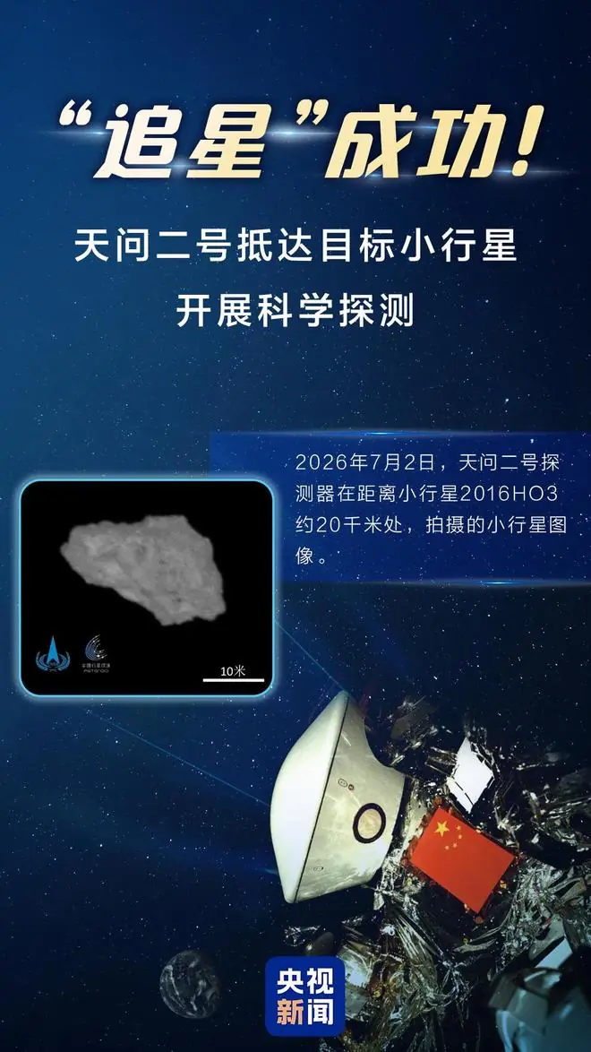 “追星”成功!天问二号抵达目标小行星开展科学探测