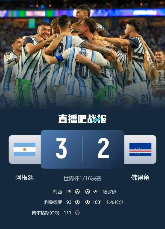 极限过关!阿根廷加时3-2佛得角 梅西破门个人第20球