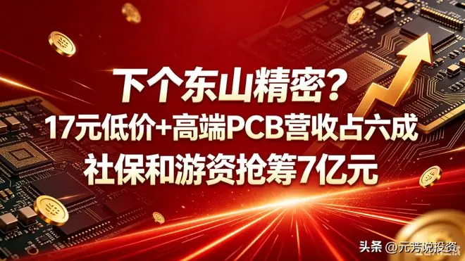 下个东山精密？17元低价+高端PCB营收占六成  社保和游资抢筹7亿